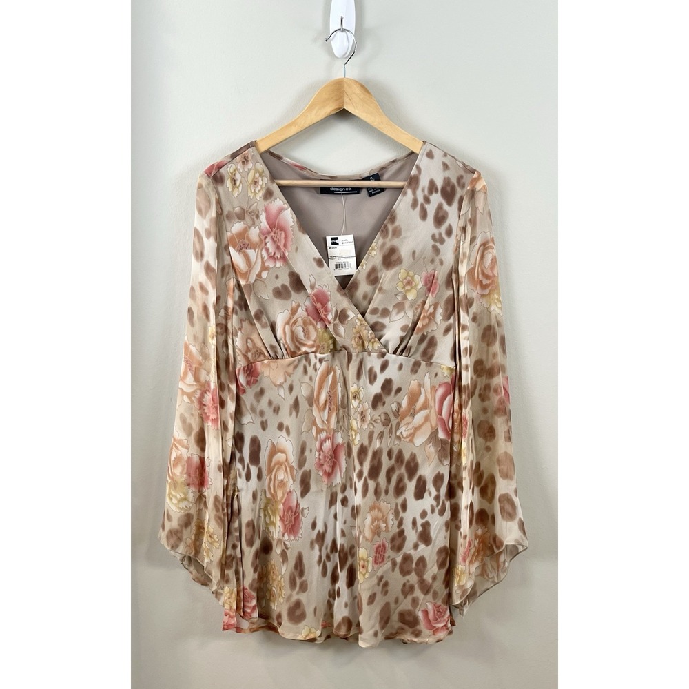 Y2K New‎ York City Design Co 100% Silk Tunic/Dress Sz M Babydoll Bell Sleeve